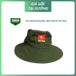 NÓN TAI BÈO XANH RIÊU – THÊU CỜ VIỆT NAM, TINH THẦN TỔ QUỐ