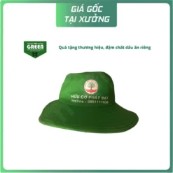 NÓN TAI BÈO XANH LÁ ĐẬM – IN LOGO “HỮU CƠ PHÁT ĐẠT”