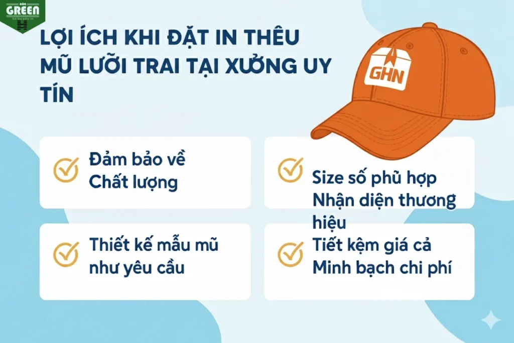 Lợi Ích Khi Đặt In Thêu Mũ Lưỡi Trai Tại Xưởng Uy Tín